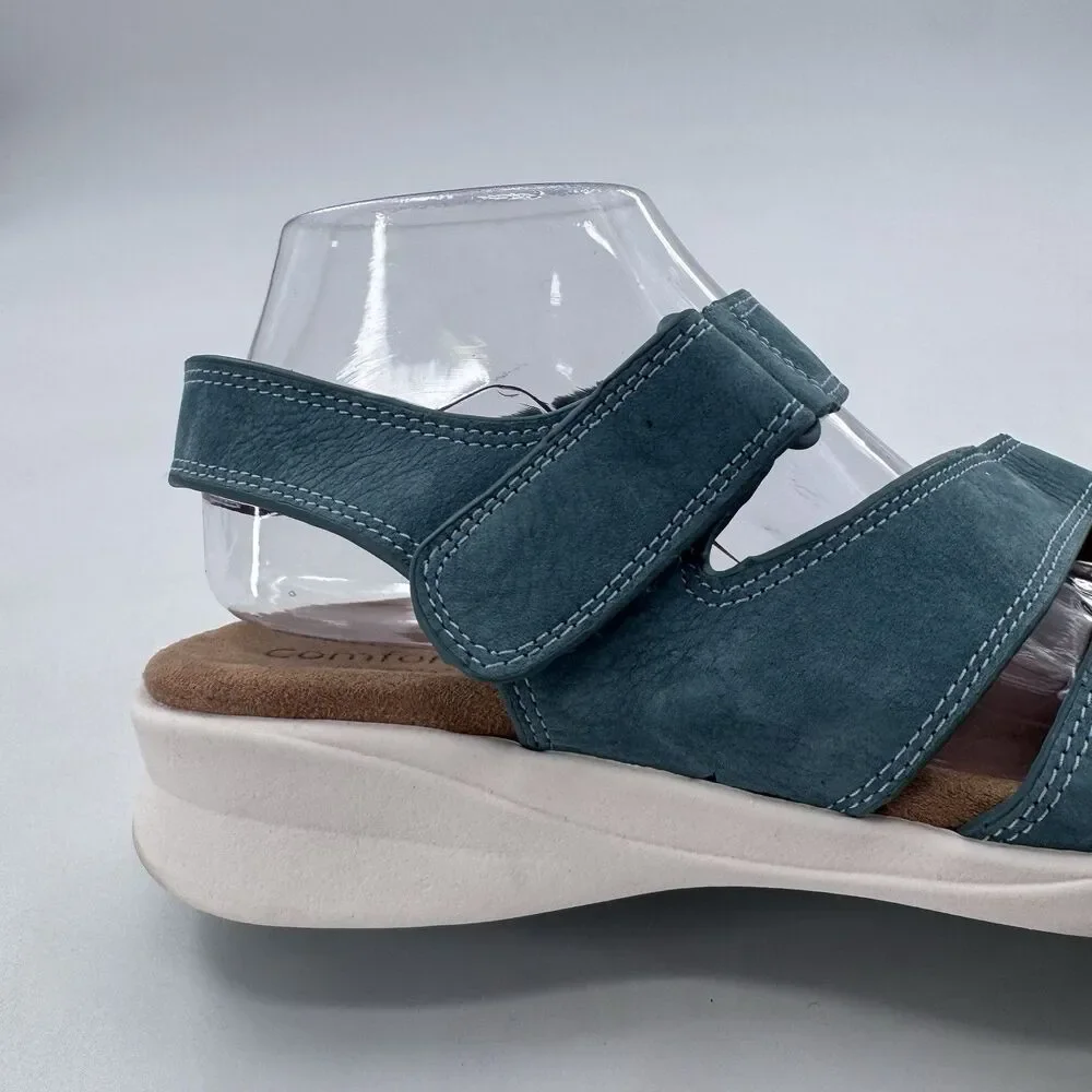 Comfortiva Leather Teal Women’s Sandal w/pillowtop Sz 11 M Fast Shipping